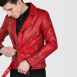 Commando – Blood Red Leather Jacket -Straight To Hell com blo red men web 3