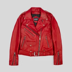 Commando – Blood Red Leather Jacket (Size XS, S, M, L, 2XL, 3XL, 4XL, 5XL)