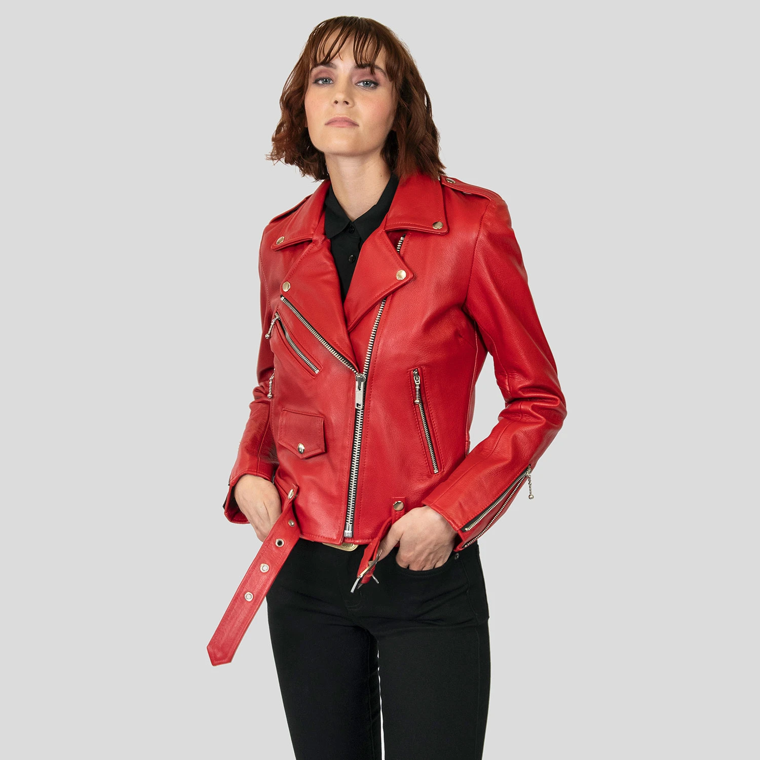 Commando – Blood Red Leather Jacket (Size XS, S, M, L, 2XL, 3XL, 4XL, 5XL) 3 Commando – Blood Red Leather Jacket (Size XS, S, M, L, 2XL, 3XL, 4XL, 5XL) - Image 3