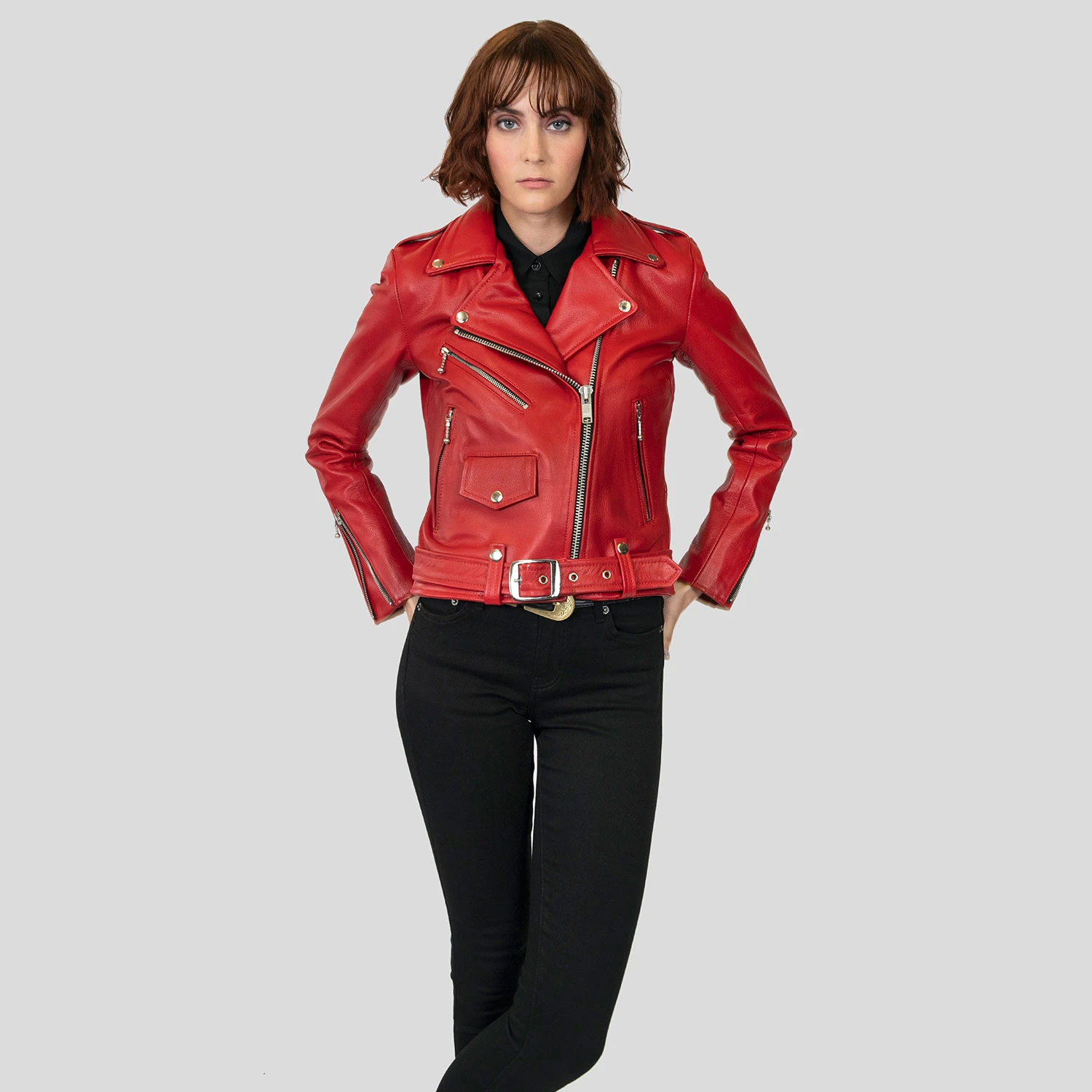 Commando – Blood Red Leather Jacket (Size XS, S, M, L, 2XL, 3XL, 4XL, 5XL) 5 Commando – Blood Red Leather Jacket (Size XS, S, M, L, 2XL, 3XL, 4XL, 5XL) - Image 5