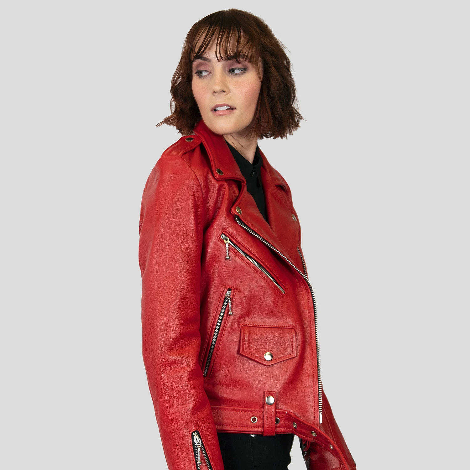 Commando – Blood Red Leather Jacket (Size XS, S, M, L, 2XL, 3XL, 4XL, 5XL) 4 Commando – Blood Red Leather Jacket (Size XS, S, M, L, 2XL, 3XL, 4XL, 5XL) - Image 4