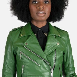 Commando – Cactus Green Leather Jacket (Size XS, S, M, L, XL, 3XL, 4XL, 5XL) -Straight To Hell com cac gre wom w 6