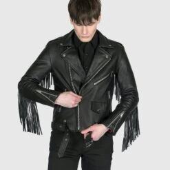 Commando Fringe – Leather Jacket With Fringe -Straight To Hell com fri men w 8