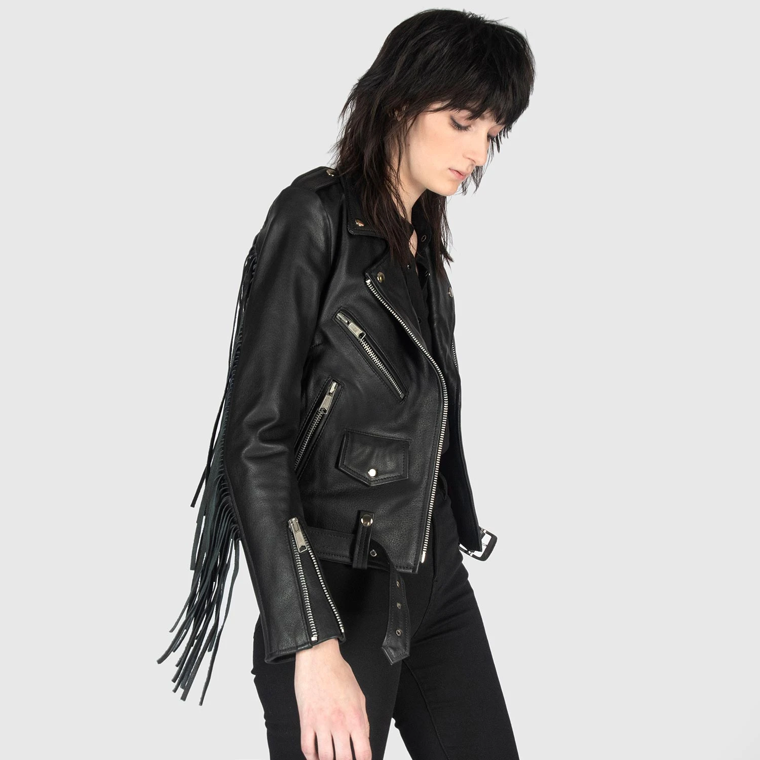 Commando Fringe – Leather Jacket With Fringe (Size XS, S, M, L, XL, 2XL, 3XL, 4XL, 5XL) 7 Commando Fringe – Leather Jacket With Fringe (Size XS, S, M, L, XL, 2XL, 3XL, 4XL, 5XL) - Image 7