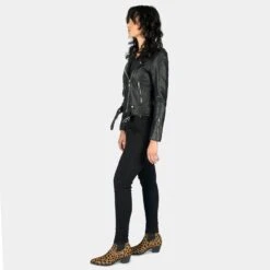 Commando Lightweight – Black And Nickel Leather Jacket (Size M, L, XL, 3XL, 4XL, 5XL) -Straight To Hell com lig blk nic wom 2022 w 10