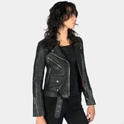 Commando Lightweight – Black And Nickel Leather Jacket (Size M, L, XL, 3XL, 4XL, 5XL) -Straight To Hell com lig blk nic wom 2022 w 4