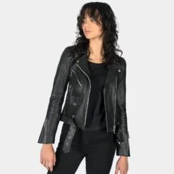 Commando Lightweight – Black And Nickel Leather Jacket (Size M, L, XL, 3XL, 4XL, 5XL) -Straight To Hell com lig blk nic wom 2022 w 5