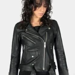 Commando Lightweight – Black And Nickel Leather Jacket (Size M, L, XL, 3XL, 4XL, 5XL) -Straight To Hell com lig blk nic wom 2022 w 8