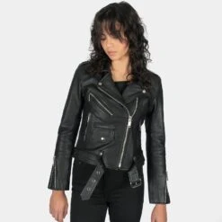 Commando Lightweight – Black And Nickel Leather Jacket (Size M, L, XL, 3XL, 4XL, 5XL) -Straight To Hell com lig blk nic wom 2022 w 9