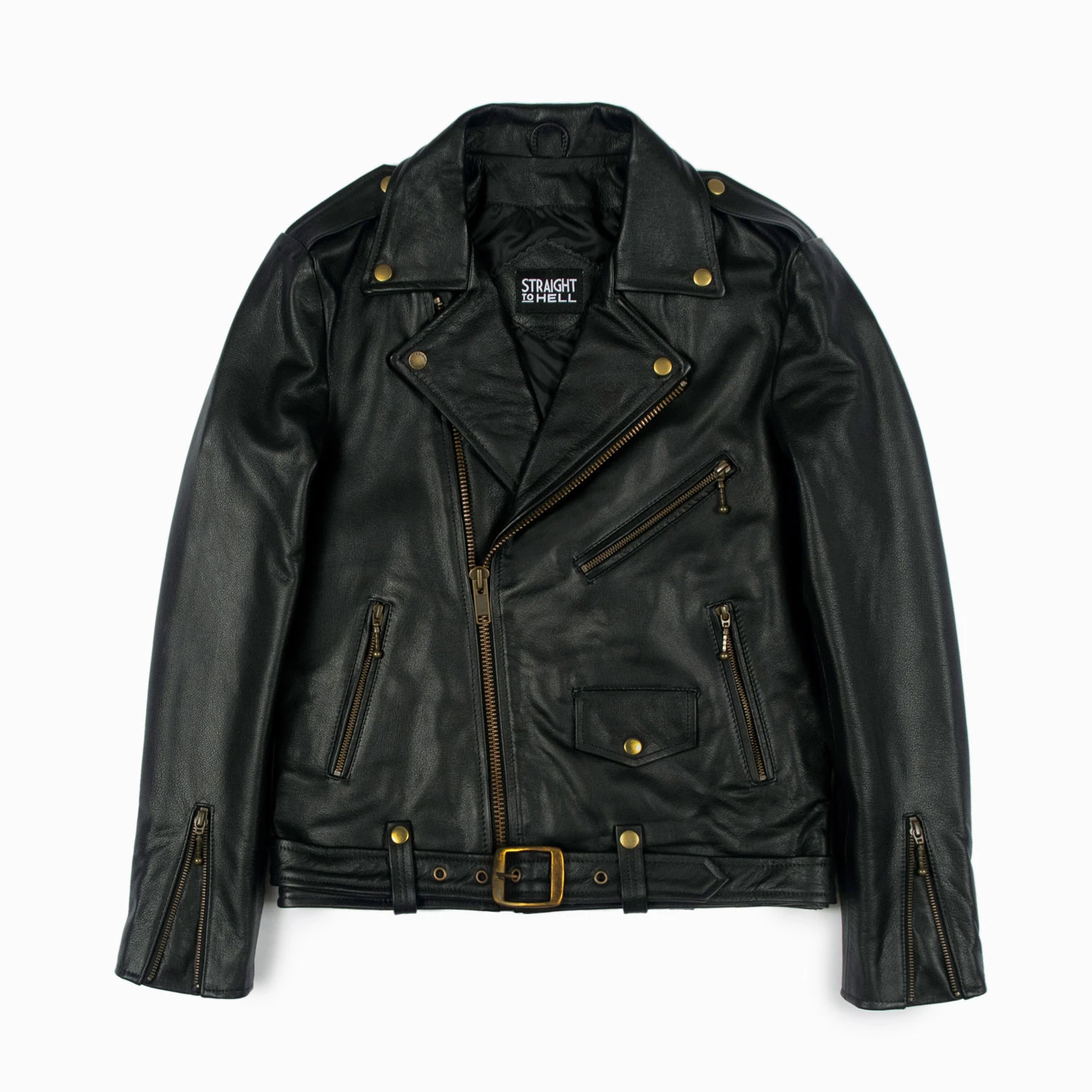 Commando Lightweight – Black And Brass Leather Jacket 1 Commando Lightweight – Black And Brass Leather Jacket