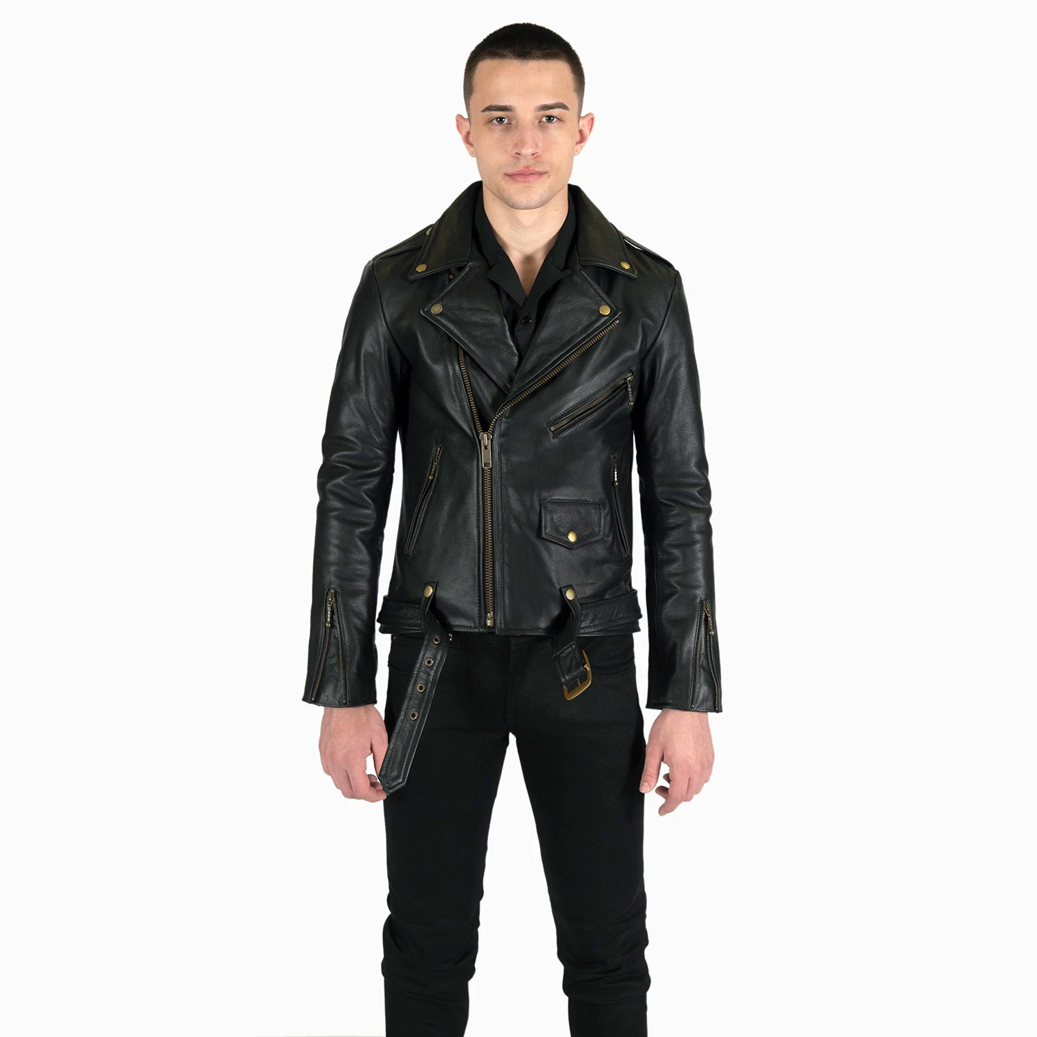 Commando Lightweight – Black And Brass Leather Jacket 3 Commando Lightweight – Black And Brass Leather Jacket - Image 3