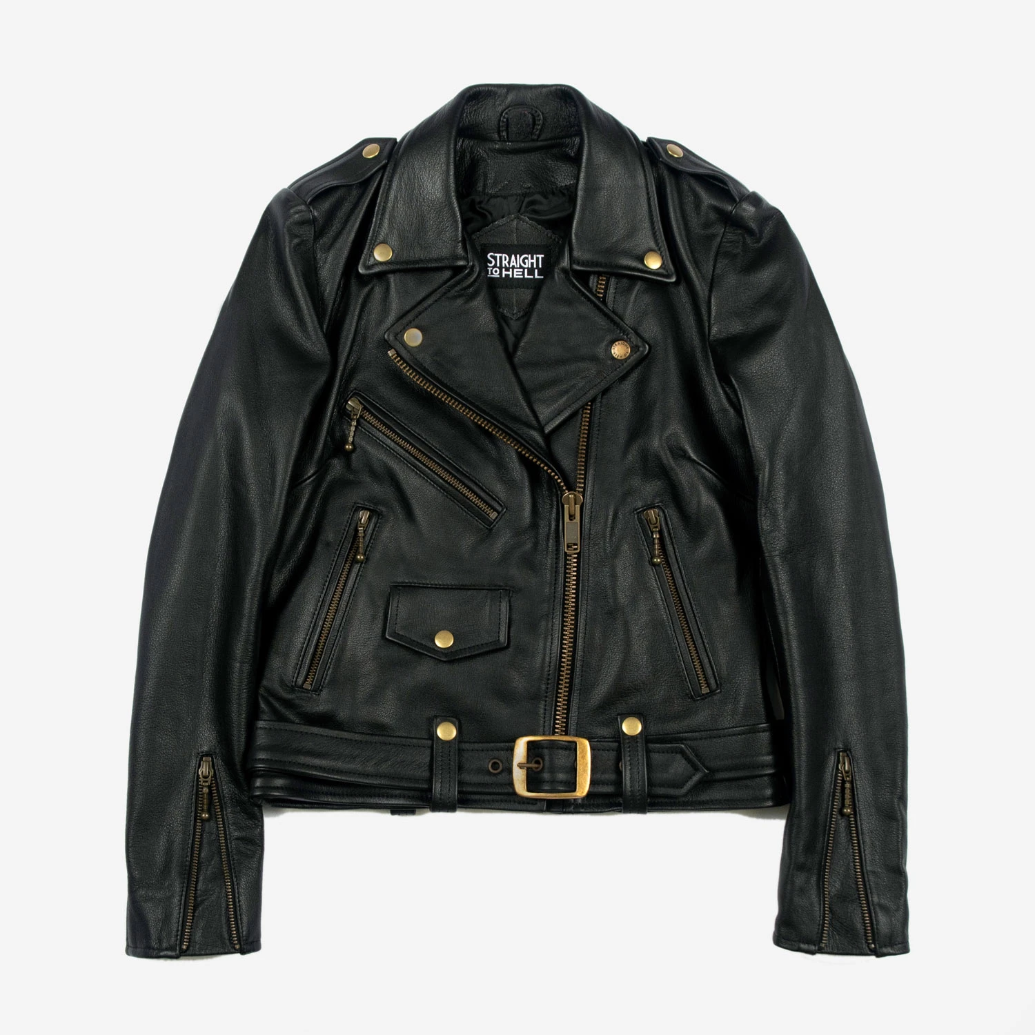 Commando Lightweight – Black And Brass Leather Jacket (Size XS) 1 Commando Lightweight – Black And Brass Leather Jacket (Size XS)