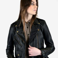 Commando Lightweight – Black And Brass Leather Jacket (Size XS) 17 Commando Lightweight – Black And Brass Leather Jacket (Size XS) -Straight To Hell com lit blk bra wom w 10