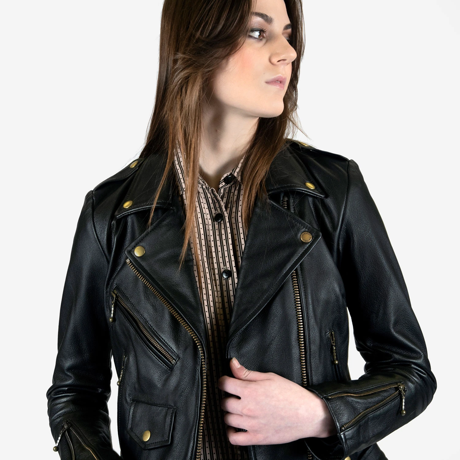 Commando Lightweight – Black And Brass Leather Jacket (Size XS) 8 Commando Lightweight – Black And Brass Leather Jacket (Size XS) - Image 8
