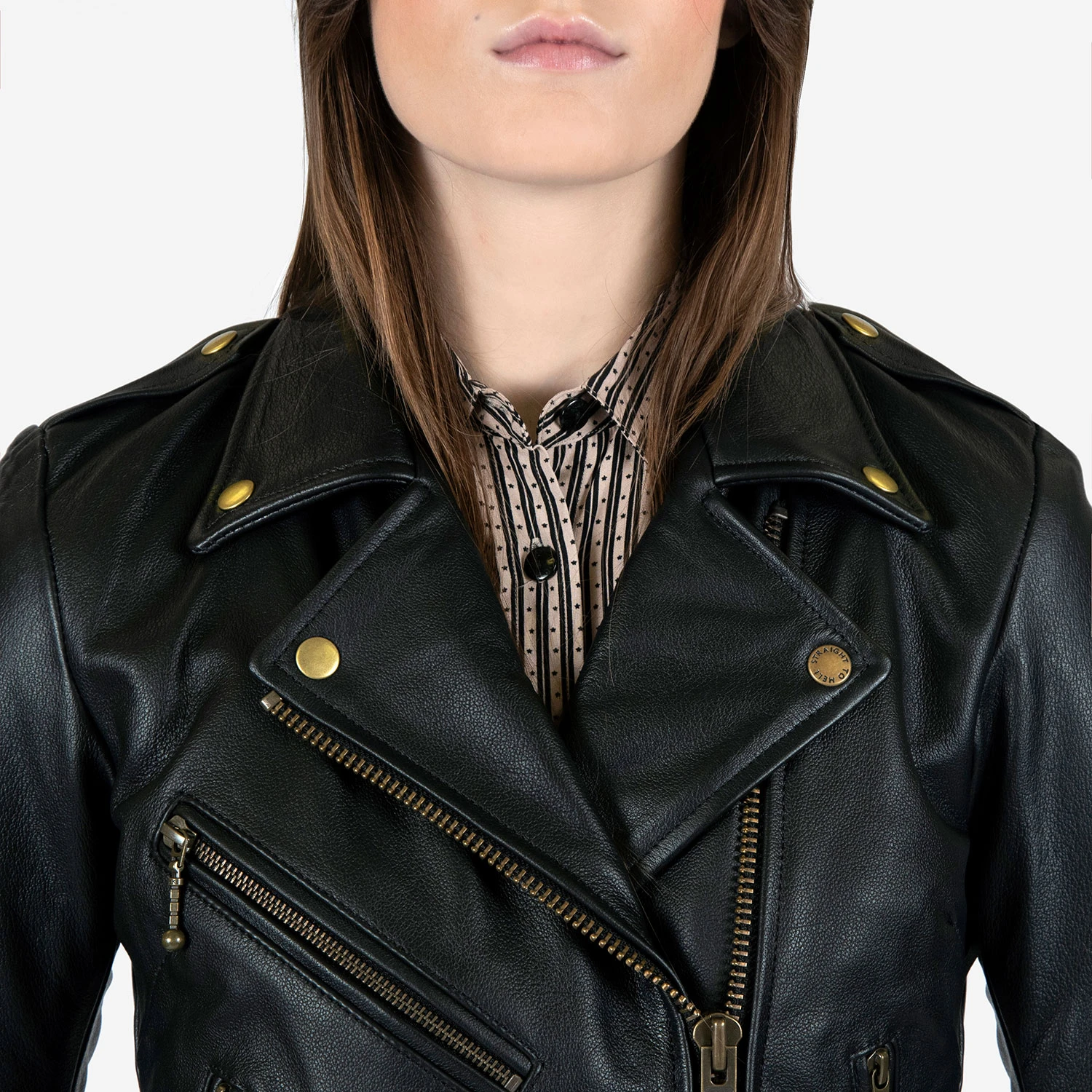 Commando Lightweight – Black And Brass Leather Jacket (Size XS) 10 Commando Lightweight – Black And Brass Leather Jacket (Size XS) - Image 10