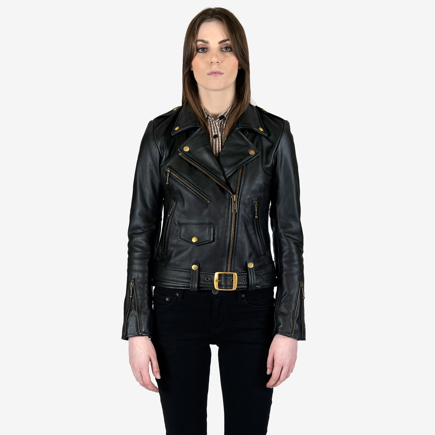 Commando Lightweight – Black And Brass Leather Jacket (Size XS) 7 Commando Lightweight – Black And Brass Leather Jacket (Size XS) - Image 7
