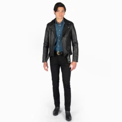 Commando Long – For Tall Men – Black And Brass Leather Jacket (Size 38, 40, 44, 46, 48) 13 Commando Long – For Tall Men – Black And Brass Leather Jacket (Size 38, 40, 44, 46, 48) -Straight To Hell com lon blk bra 2021 w 2