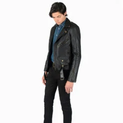 Commando Long – For Tall Men – Black And Brass Leather Jacket (Size 38, 40, 44, 46, 48) 17 Commando Long – For Tall Men – Black And Brass Leather Jacket (Size 38, 40, 44, 46, 48) -Straight To Hell com lon blk bra 2021 w 5