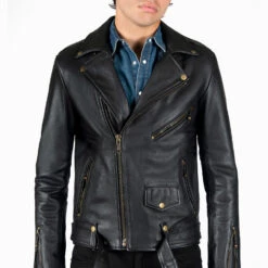 Commando Long – For Tall Men – Black And Brass Leather Jacket (Size 38, 40, 44, 46, 48) 16 Commando Long – For Tall Men – Black And Brass Leather Jacket (Size 38, 40, 44, 46, 48) -Straight To Hell com lon blk bra 2021 w 8