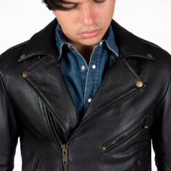 Commando Long – For Tall Men – Black And Brass Leather Jacket (Size 38, 40, 44, 46, 48) 18 Commando Long – For Tall Men – Black And Brass Leather Jacket (Size 38, 40, 44, 46, 48) -Straight To Hell com lon blk bra 2021 w 9