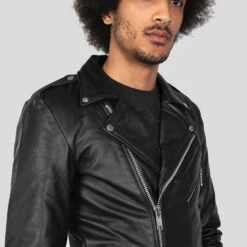 Commando Long – For Tall Men – Black And Nickel Leather Jacket -Straight To Hell com long blk nick web 10