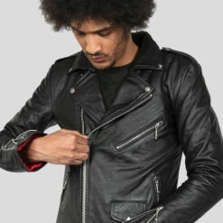 Commando Long – For Tall Men – Black And Nickel Leather Jacket -Straight To Hell com long blk nick web 6
