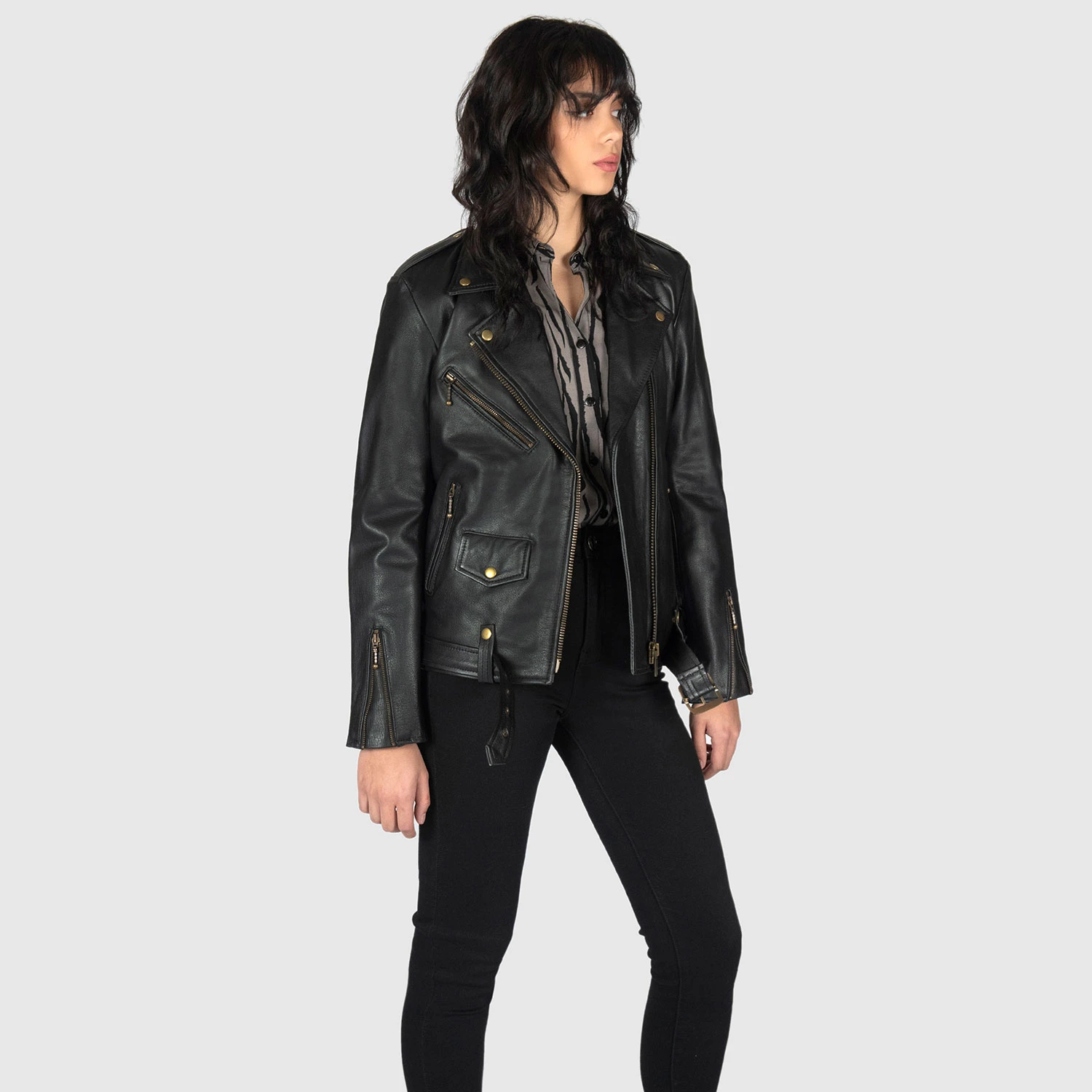 Commando Oversized – Black And Brass Leather Jacket 5 Commando Oversized – Black And Brass Leather Jacket - Image 5