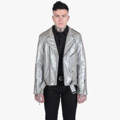 Commando – Silver Leather Jacket (Size 34, 36S, 36, 48, 54) -Straight To Hell com sil men w 1