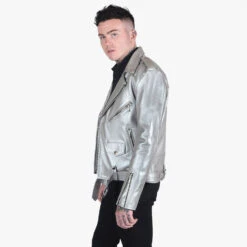 Commando – Silver Leather Jacket (Size 34, 36S, 36, 48, 54) -Straight To Hell com sil men w 11