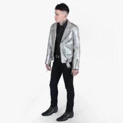 Commando – Silver Leather Jacket (Size 34, 36S, 36, 48, 54) -Straight To Hell com sil men w 2