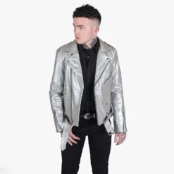 Commando – Silver Leather Jacket (Size 34, 36S, 36, 48, 54) -Straight To Hell com sil men w 5