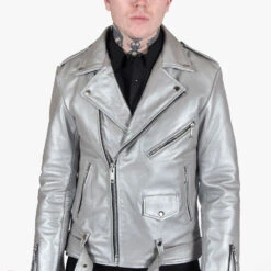 Commando – Silver Leather Jacket (Size 34, 36S, 36, 48, 54) -Straight To Hell com sil men w 7