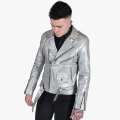 Commando – Silver Leather Jacket (Size 34, 36S, 36, 48, 54) -Straight To Hell com sil men w 9