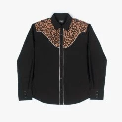 Crazy Heart – Black And Leopard Print Western Shirt (Size S, M)