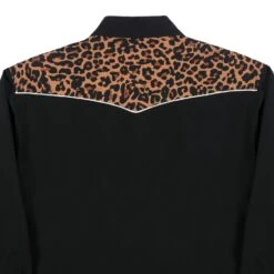 Crazy Heart – Black And Leopard Print Western Shirt (Size S, M) -Straight To Hell cra hea blk leo men w 6