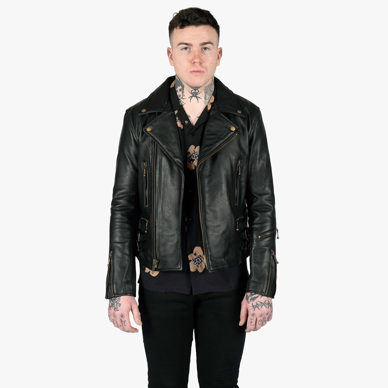 Defector – Black And Brass Leather Jacket 2 Defector – Black And Brass Leather Jacket - Image 2