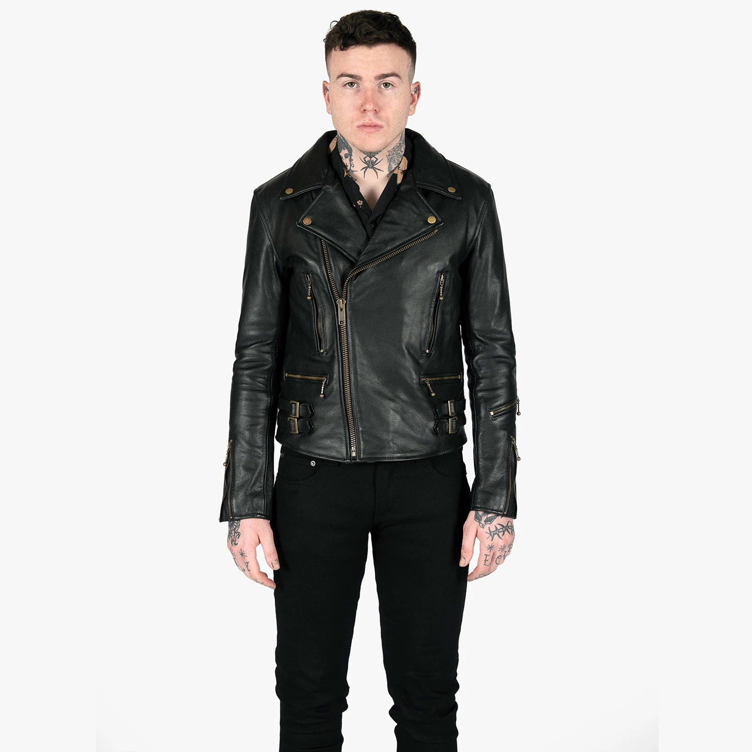 Defector – Black And Brass Leather Jacket 3 Defector – Black And Brass Leather Jacket - Image 3