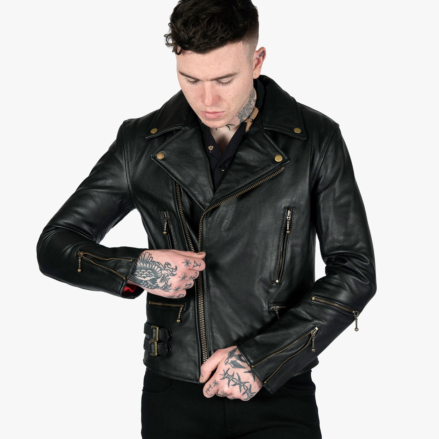 Defector – Black And Brass Leather Jacket 4 Defector – Black And Brass Leather Jacket - Image 4