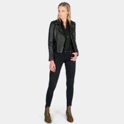 Defector – Black And Brass Leather Jacket (Size XS, S, M, L, XL, 2XL, 3XL, 5XL) -Straight To Hell def blk bra wom 2022 w 3