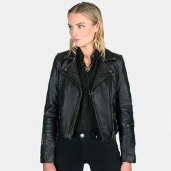 Defector – Black And Brass Leather Jacket (Size XS, S, M, L, XL, 2XL, 3XL, 5XL) -Straight To Hell def blk bra wom 2022 w 5