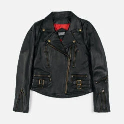 Defector – Black And Brass Leather Jacket (Size XS, S, M, L, XL, 2XL, 3XL, 5XL)