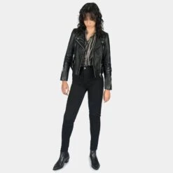 Defector – Black And Nickel Leather Jacket (Size XS, S, M, L, XL, 2XL, 3XL, 4XL, 5XL) -Straight To Hell def blk nic wom 2022 w 2