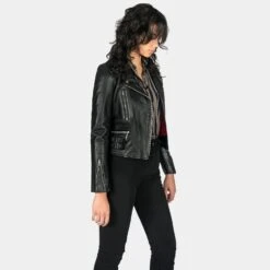 Defector – Black And Nickel Leather Jacket (Size XS, S, M, L, XL, 2XL, 3XL, 4XL, 5XL) -Straight To Hell def blk nic wom 2022 w 4