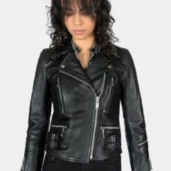 Defector – Black And Nickel Leather Jacket (Size XS, S, M, L, XL, 2XL, 3XL, 4XL, 5XL) -Straight To Hell def blk nic wom 2022 w 5