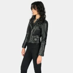 Defector – Black And Nickel Leather Jacket (Size XS, S, M, L, XL, 2XL, 3XL, 4XL, 5XL) -Straight To Hell def blk nic wom 2022 w 6