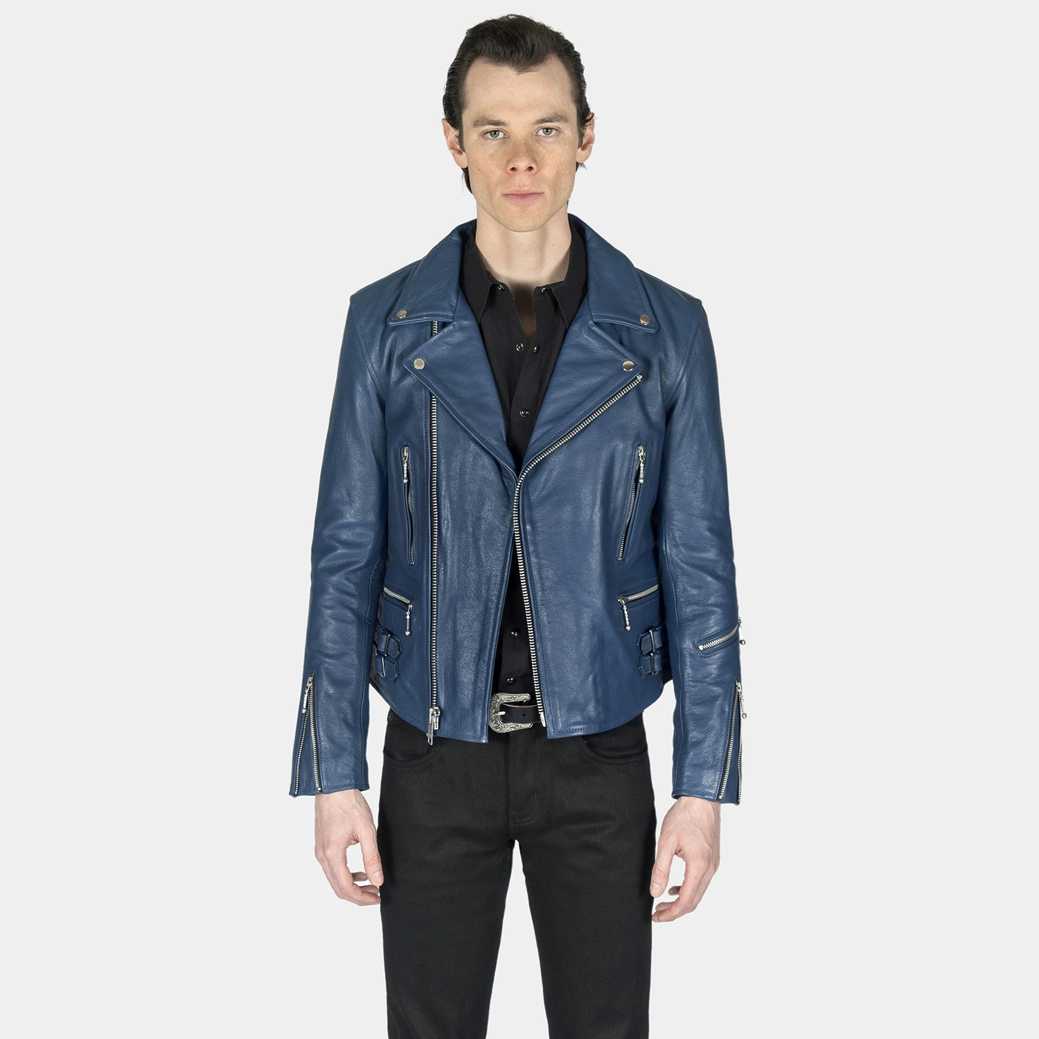 Defector – Blue Leather Jacket 2 Defector – Blue Leather Jacket - Image 2