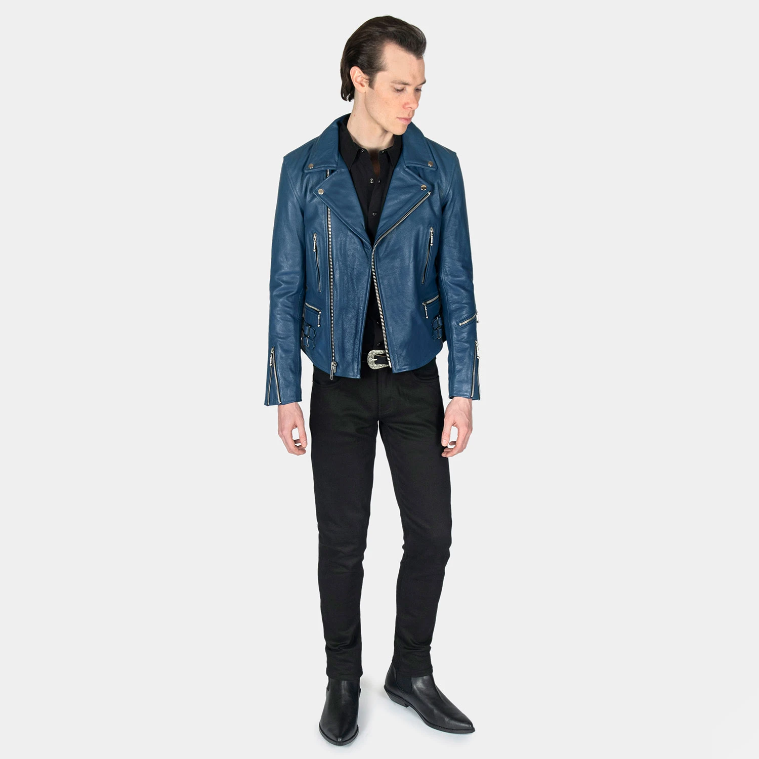 Defector – Blue Leather Jacket 3 Defector – Blue Leather Jacket - Image 3