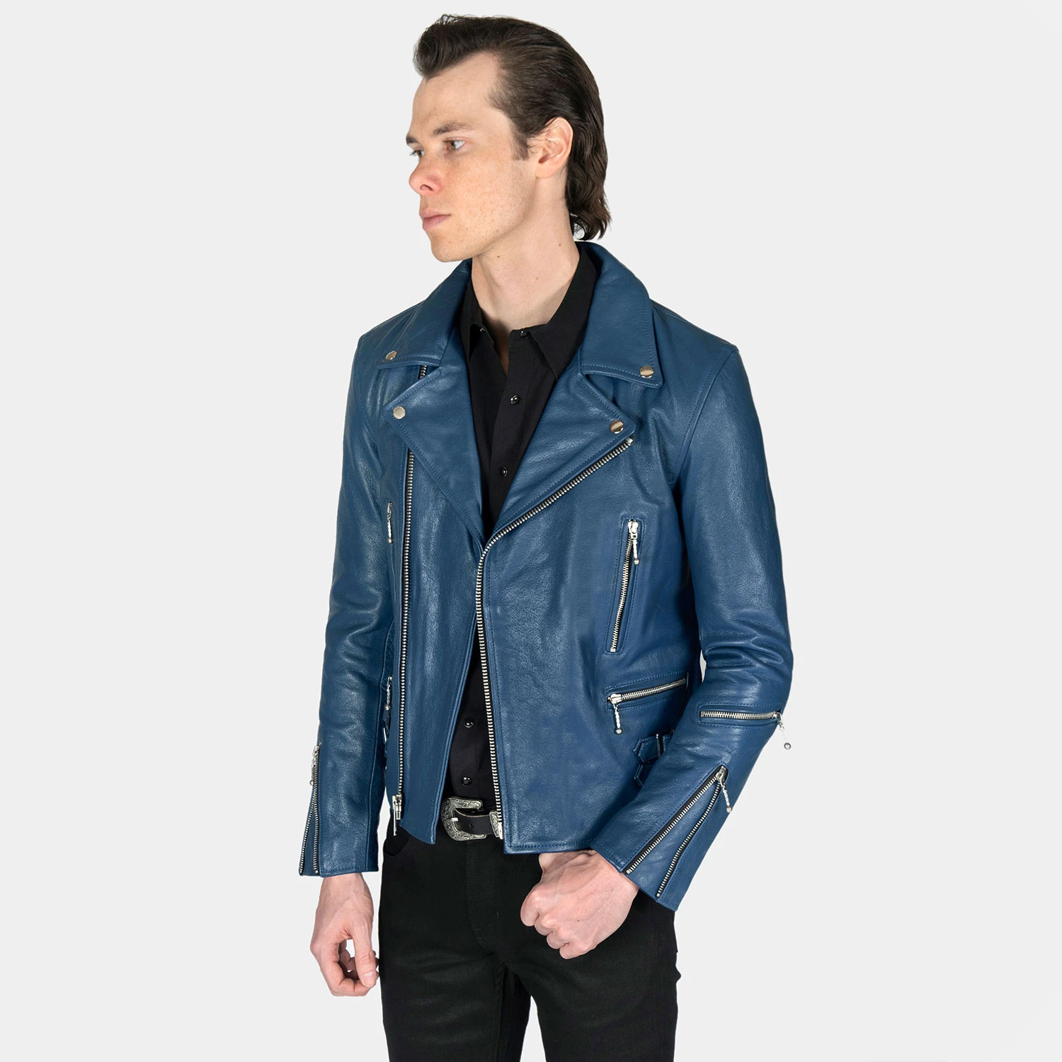 Defector – Blue Leather Jacket 4 Defector – Blue Leather Jacket - Image 4