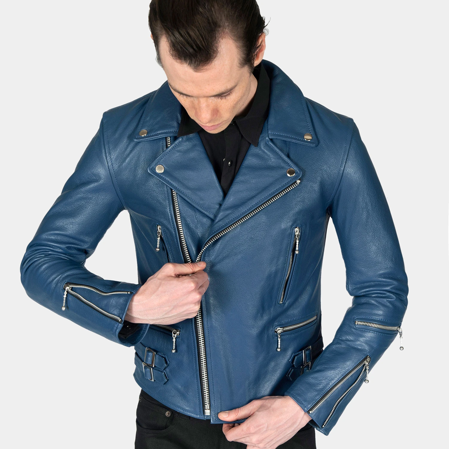 Defector – Blue Leather Jacket 6 Defector – Blue Leather Jacket - Image 6