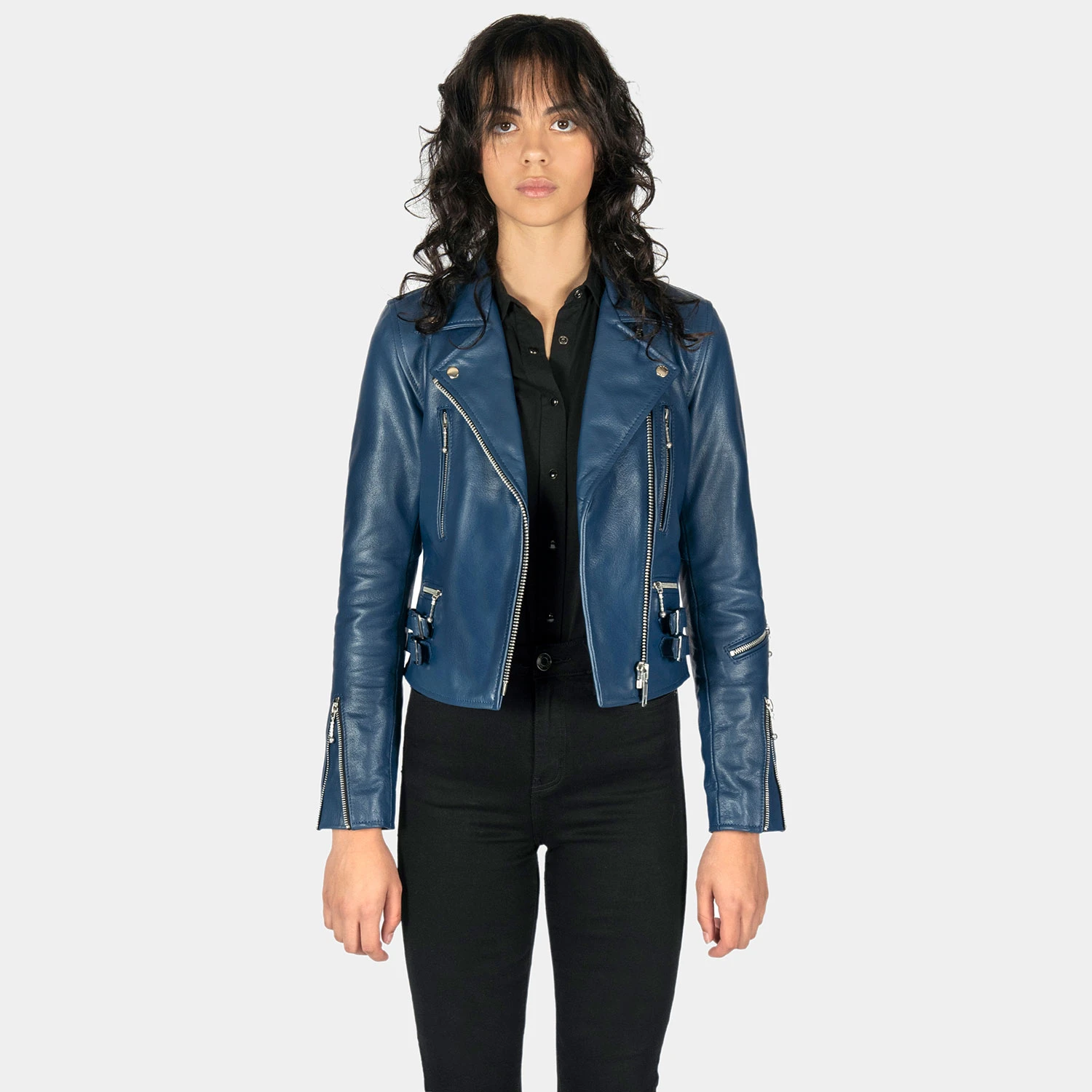 Defector – Blue Leather Jacket (Size XS, S, M, L, XL, 2XL, 3XL, 4XL, 5XL) 2 Defector – Blue Leather Jacket (Size XS, S, M, L, XL, 2XL, 3XL, 4XL, 5XL) - Image 2